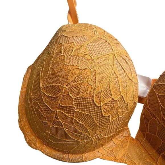 NWT Wolford Magnolia Lace Push-Up Demi Bra Mango Yellow 75D / 34D - Picture 6 of 11